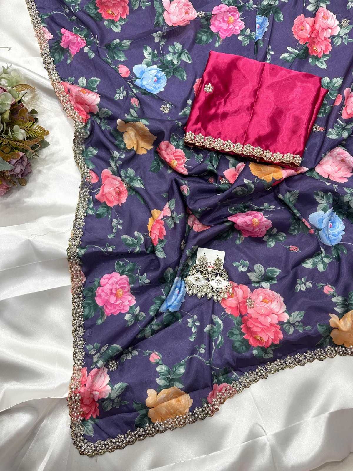 YNF Wholesale Chinon Printed Sarees  | Surat Manufacturer