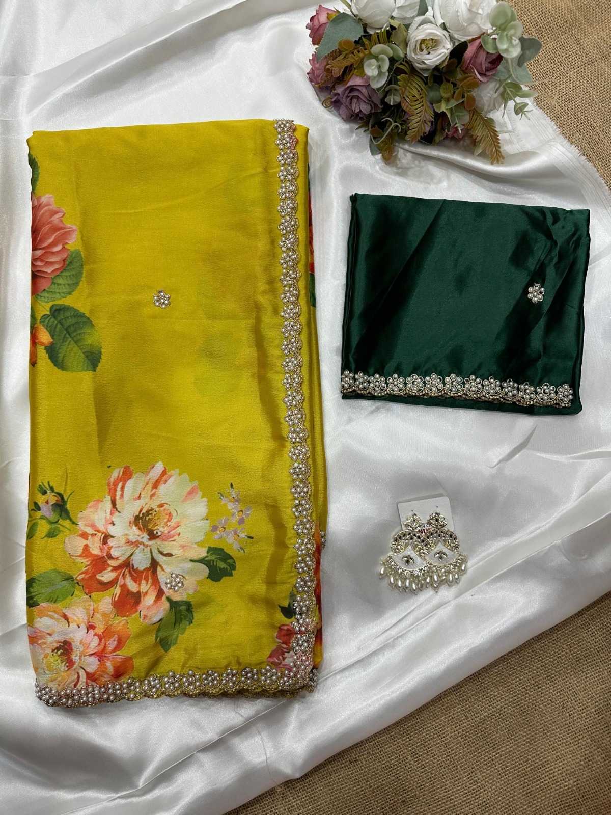 YNF Wholesale Chinon Printed Sarees  | Surat Manufacturer