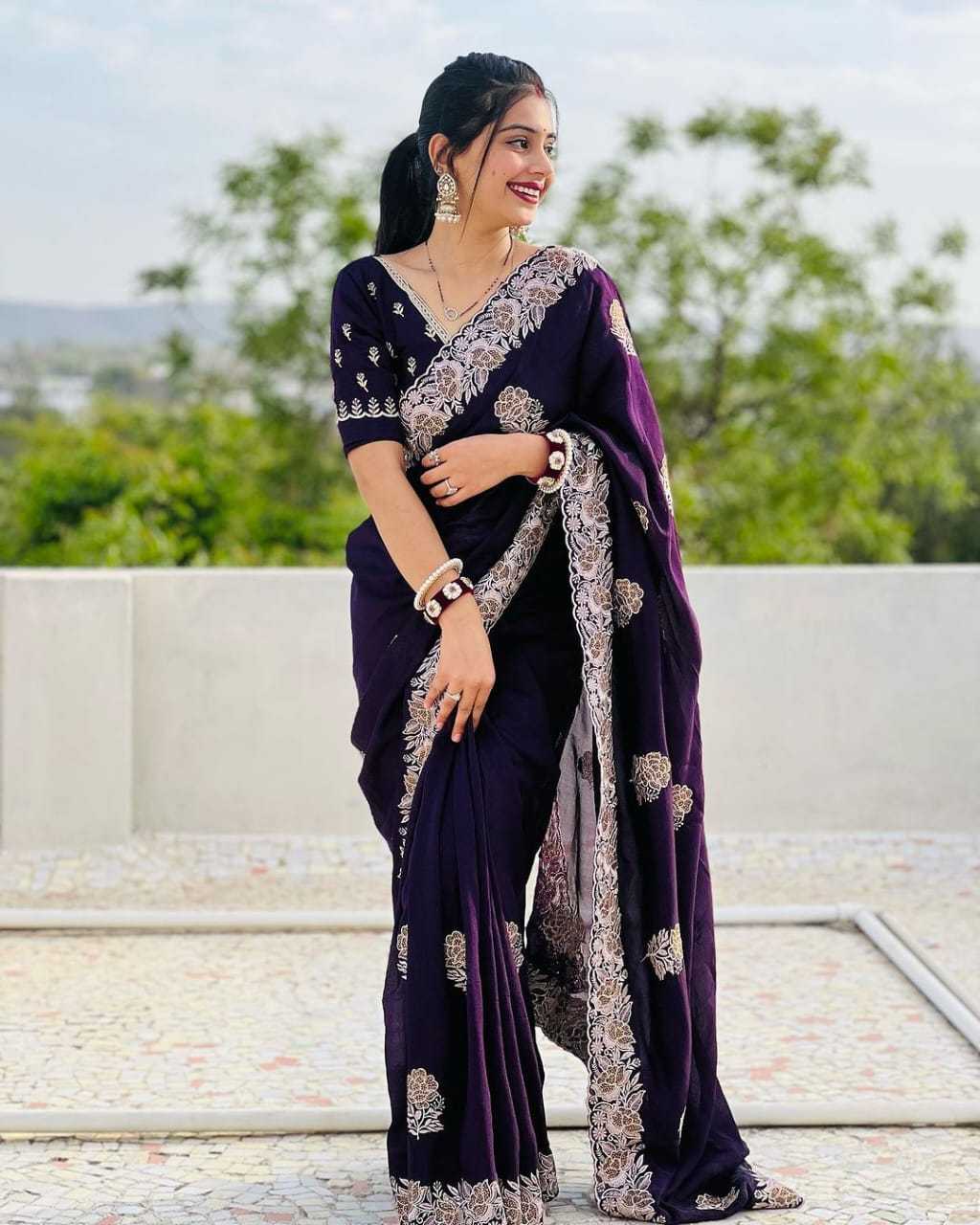 YNF Wholesale Soft Vichitra Stone Work Saree KESH651 Rani Vichitra | Surat Manufacturer