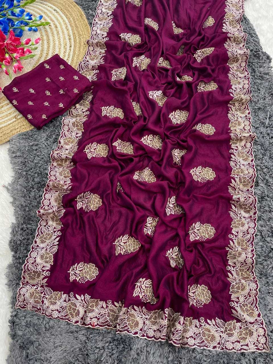 YNF Wholesale Soft Vichitra Stone Work Saree KESH651 Rani Vichitra | Surat Manufacturer