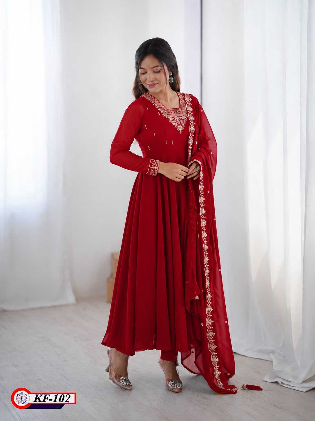 YNF Wholesale Georgette Embroidery Gowns  | Surat Manufacturer