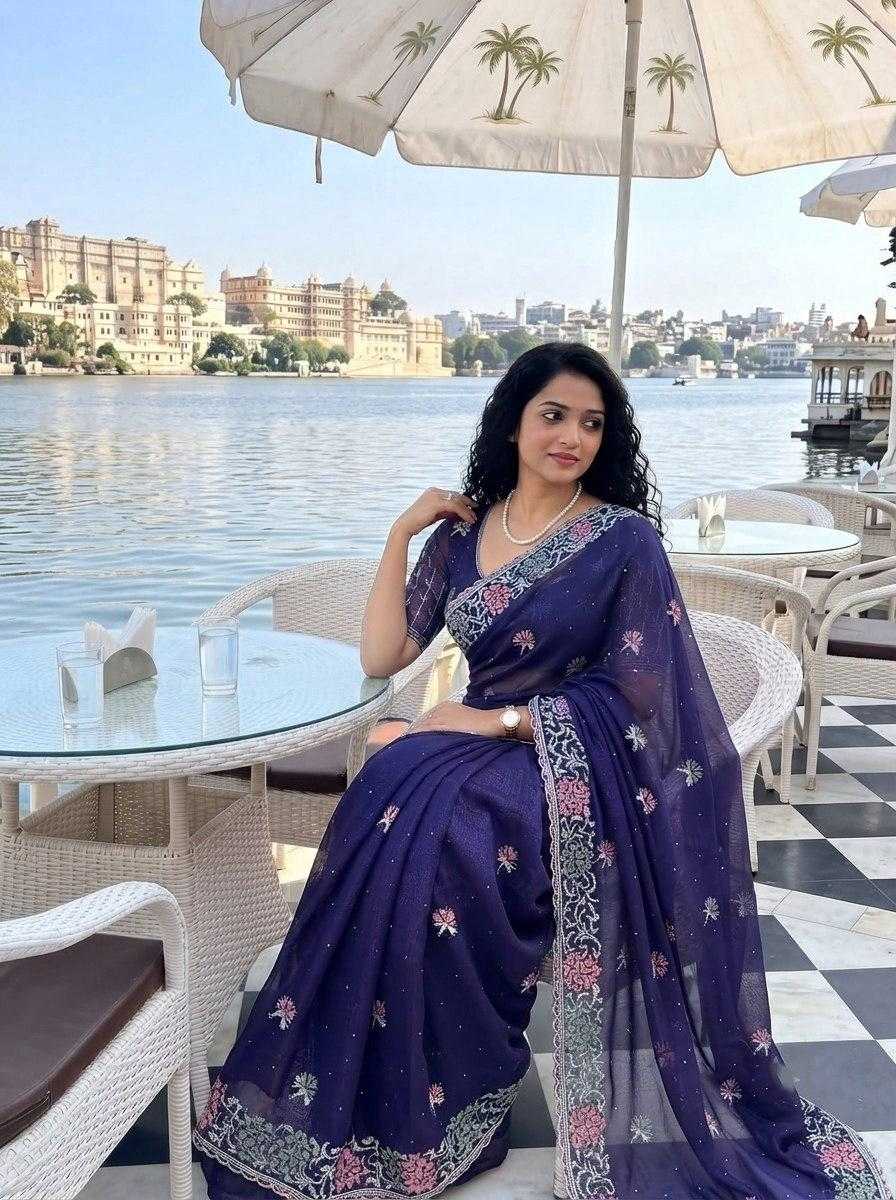 YNF Wholesale Chiffon Party Wear Silk Sarees  | Surat Manufacturer