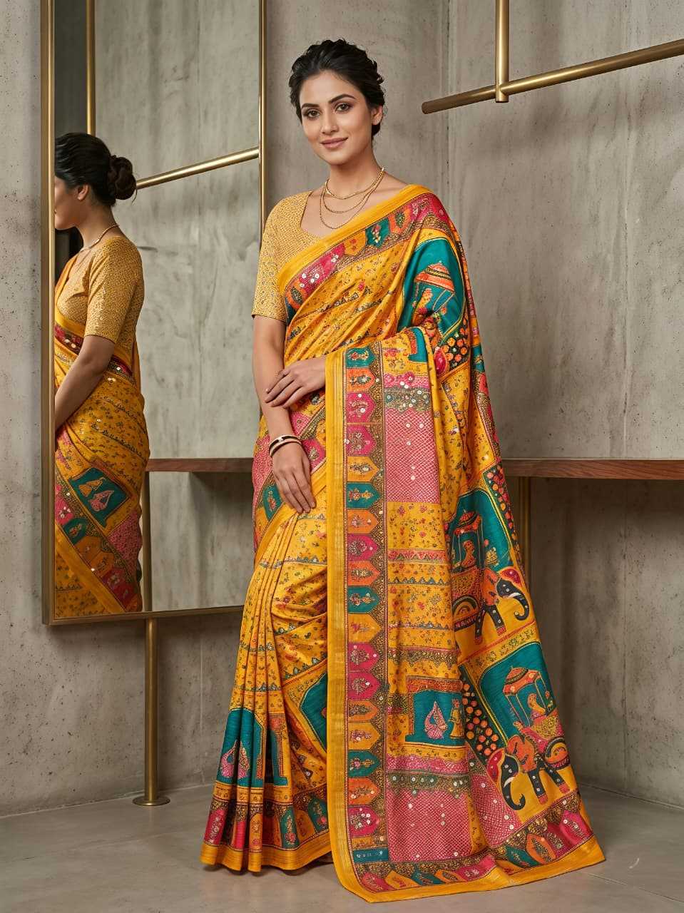 YNF Wholesale Fancy Ajrakh Sarees  | Surat Manufacturer