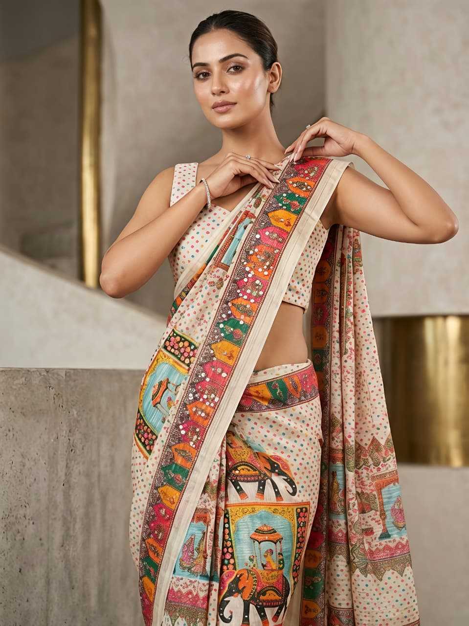 YNF Wholesale Fancy Ajrakh Sarees  | Surat Manufacturer