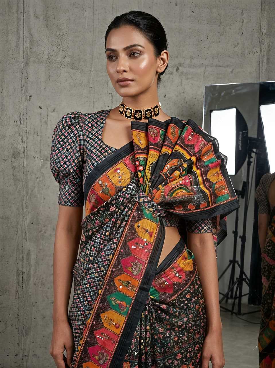 YNF Wholesale Fancy Ajrakh Sarees  | Surat Manufacturer