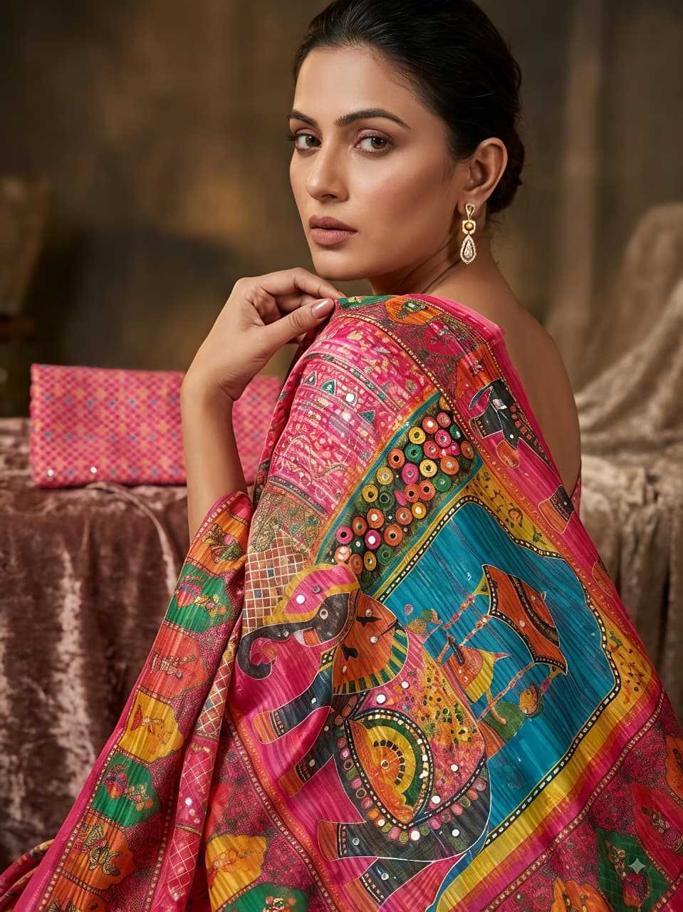 YNF Wholesale Fancy Ajrakh Sarees  | Surat Manufacturer