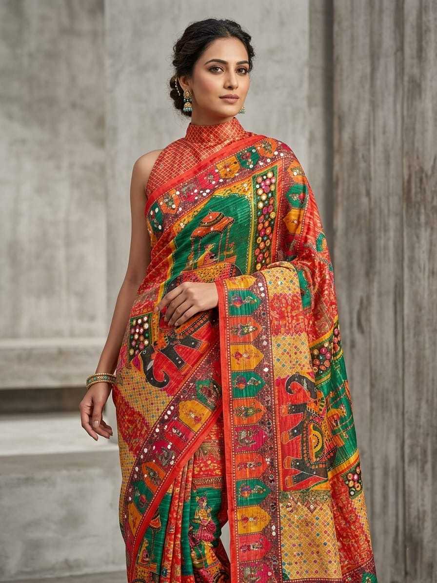 YNF Wholesale Fancy Ajrakh Sarees  | Surat Manufacturer