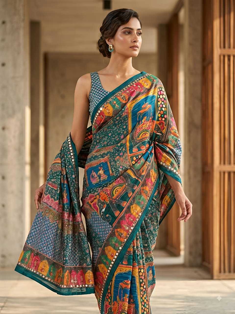YNF Wholesale Fancy Ajrakh Sarees  | Surat Manufacturer