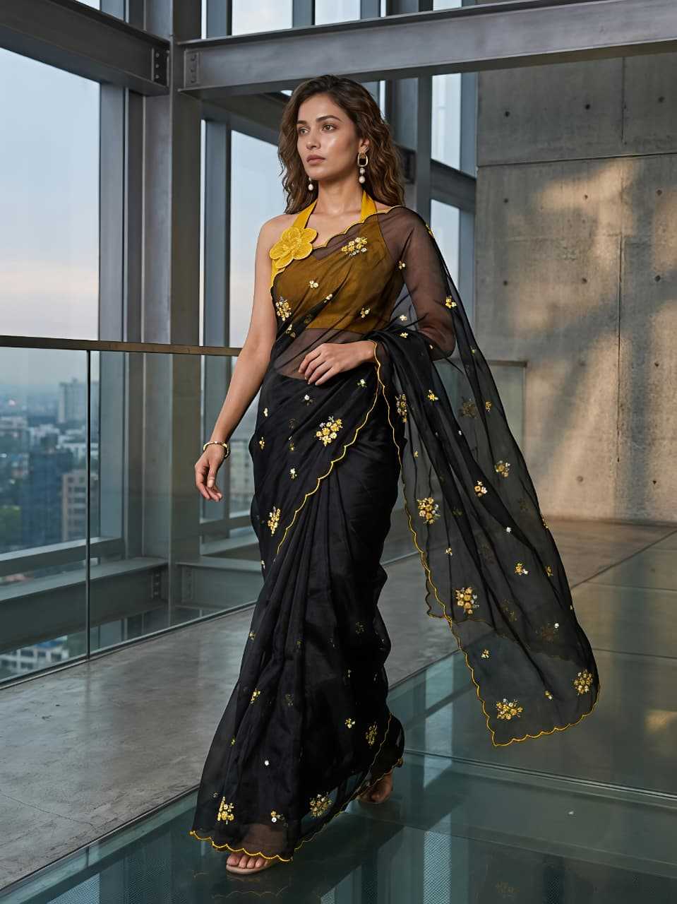 YNF Wholesale Premium Georgette Ready To Wear Sarees KESH673 STAR EMBROIDERY | Surat Manufacturer