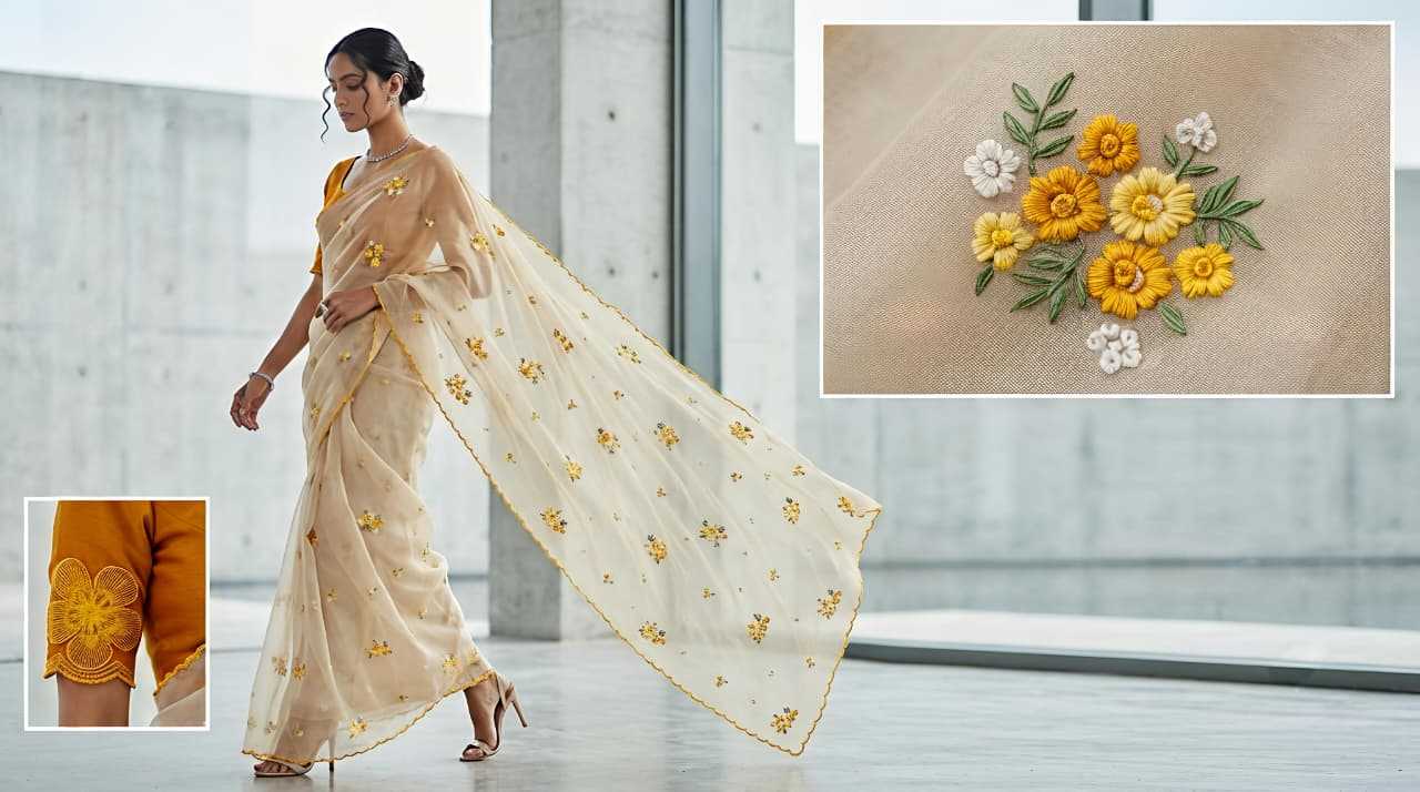 YNF Wholesale Premium Georgette Ready To Wear Sarees KESH673 STAR EMBROIDERY | Surat Manufacturer