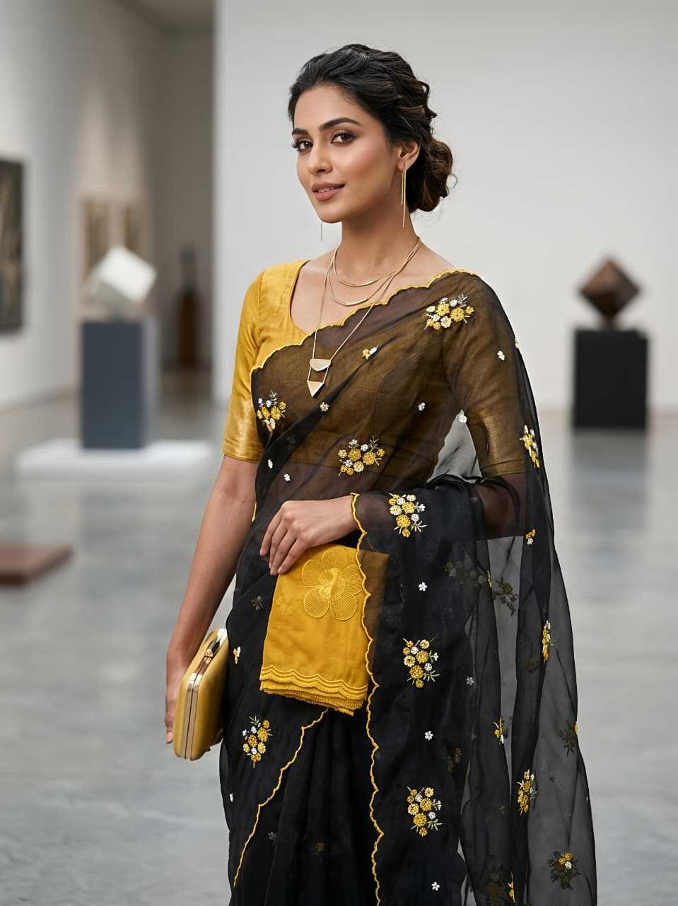 YNF Wholesale Premium Georgette Ready To Wear Sarees KESH673 STAR EMBROIDERY | Surat Manufacturer