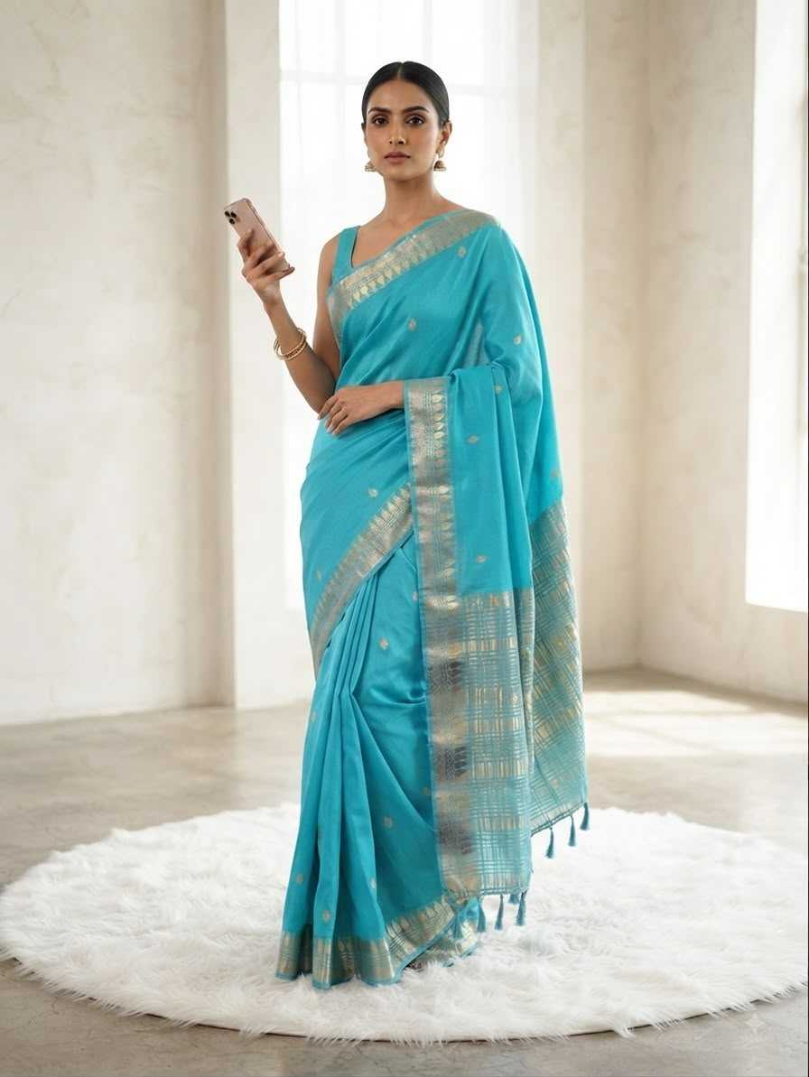 YNF Wholesale Viscose Viscose Saree KESH676 Temple Butta | Surat Manufacturer