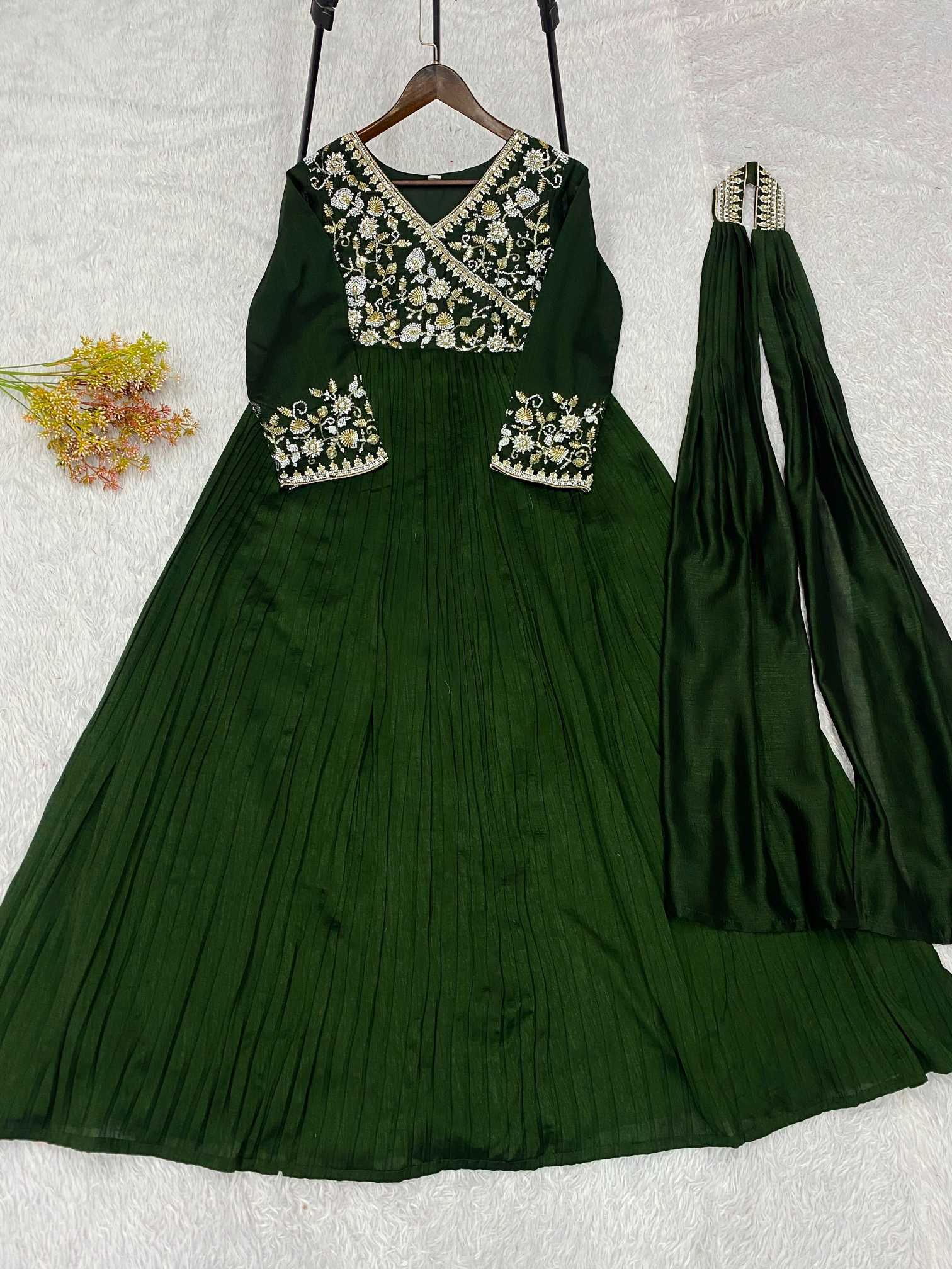 YNF Wholesale Soft Vichitra Embroidery Gowns  | Surat Manufacturer