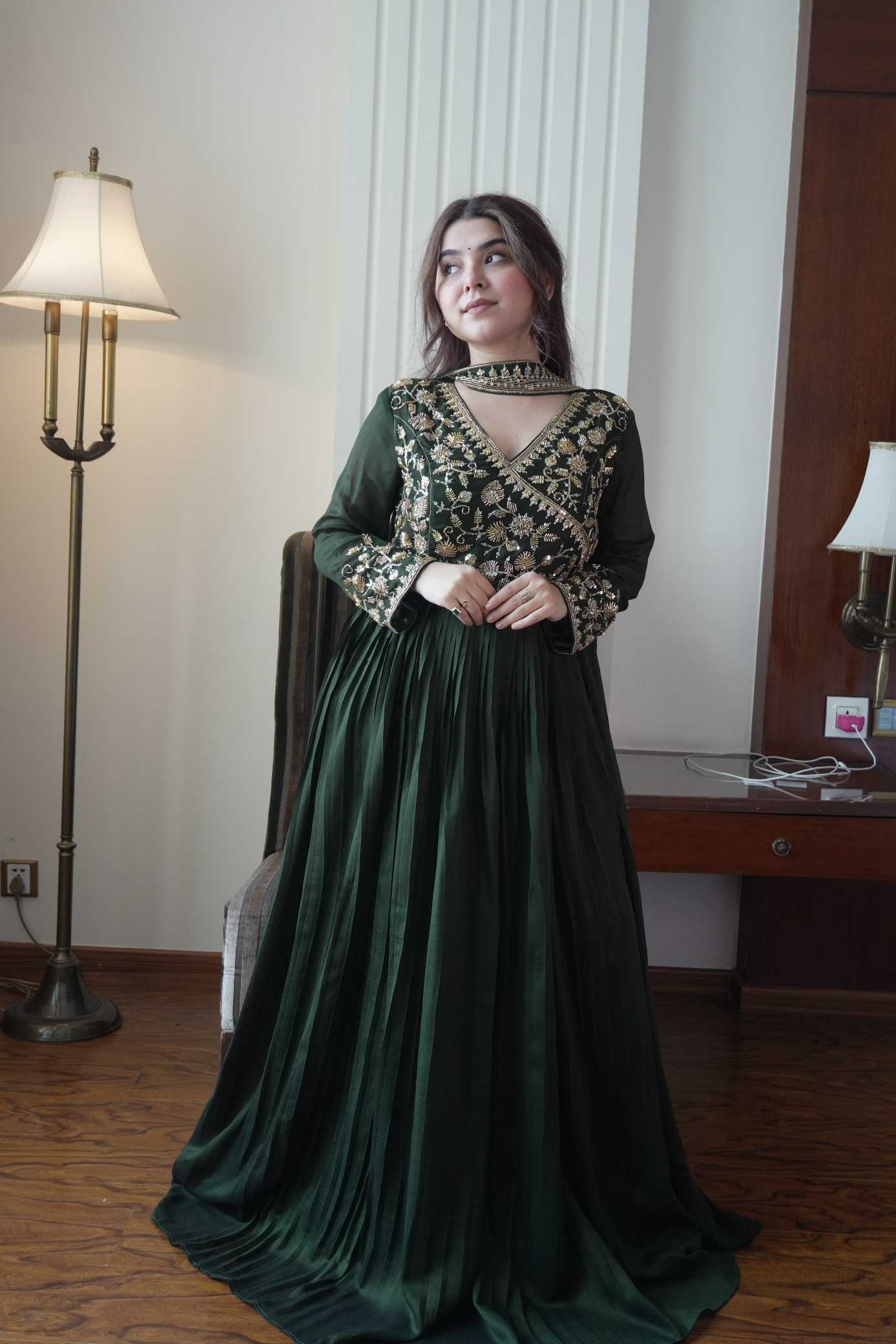 YNF Wholesale Soft Vichitra Embroidery Gowns  | Surat Manufacturer