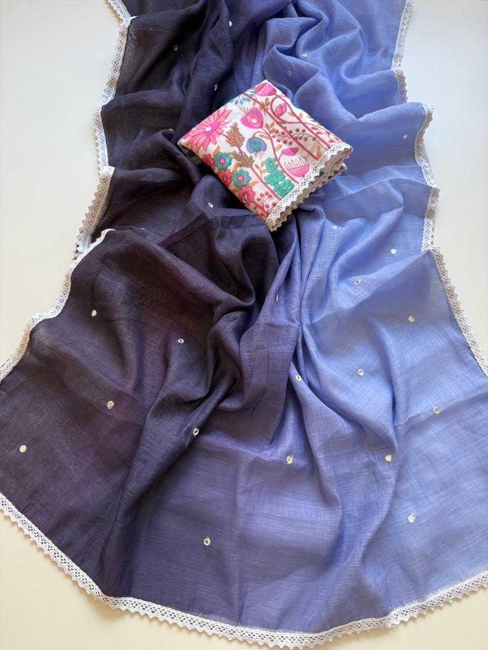 YNF Wholesale Linen Embroidered Sarees  | Surat Manufacturer