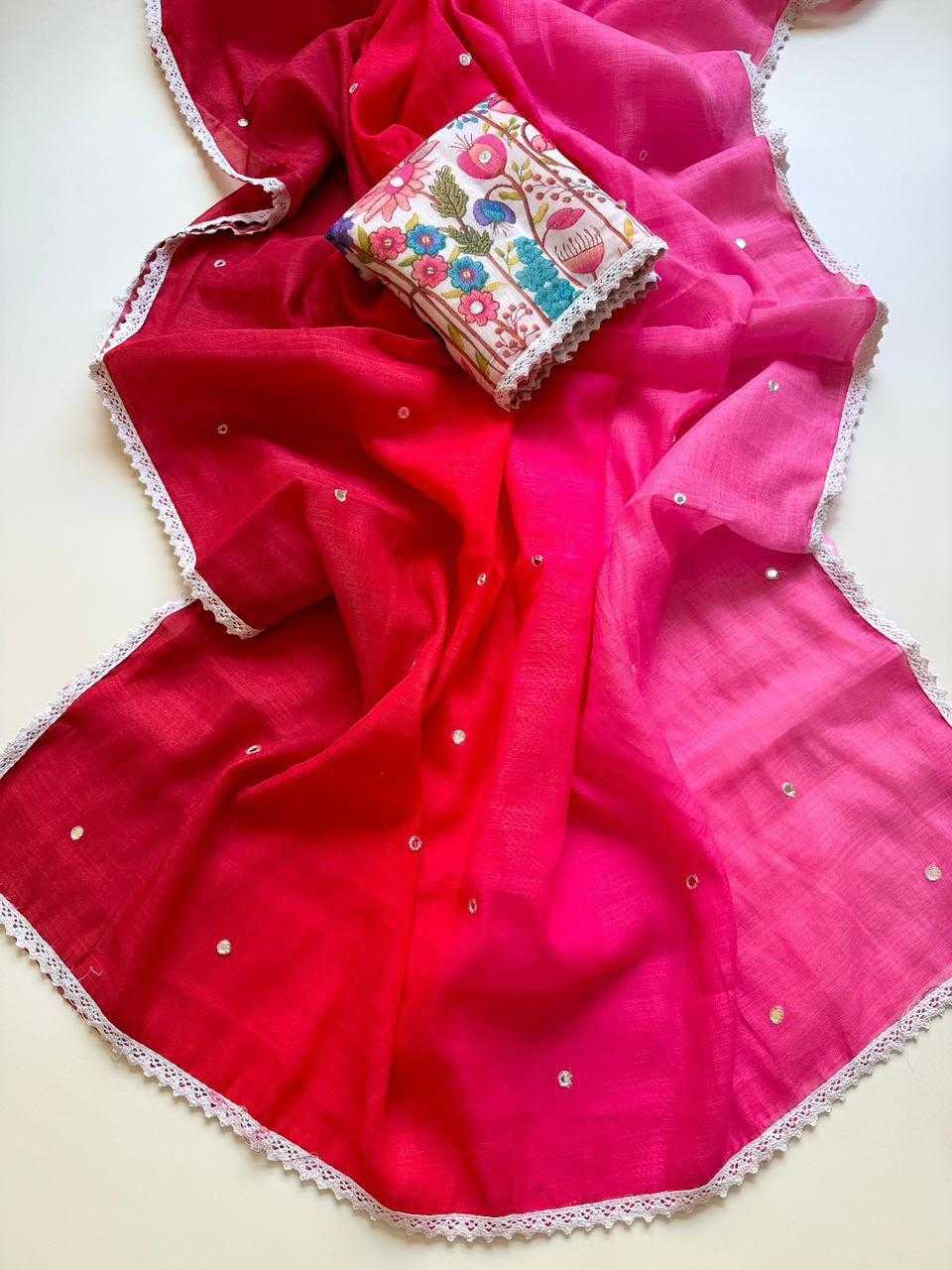 YNF Wholesale Linen Embroidered Sarees  | Surat Manufacturer