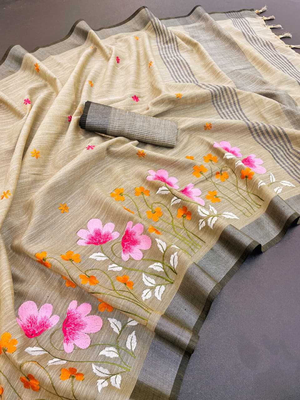 YNF Wholesale Linen Designer Sarees  | Surat Manufacturer