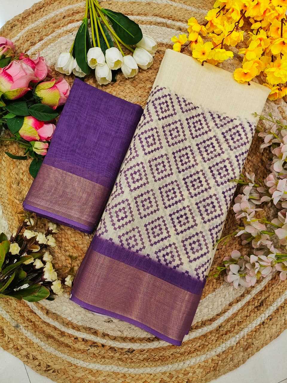 YNF Wholesale Linen Designer Sarees  | Surat Manufacturer