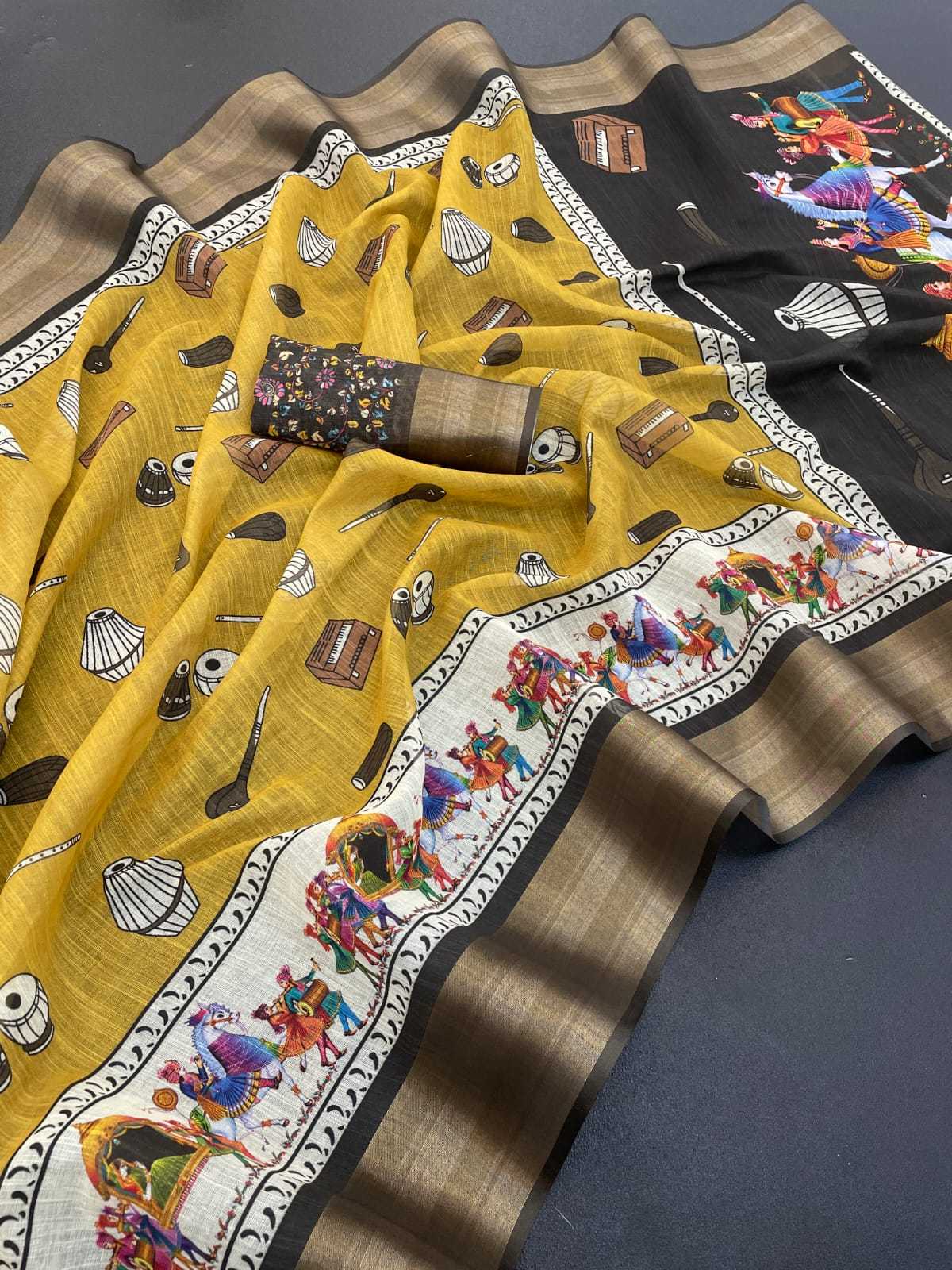 YNF Wholesale Linen Printed Sarees  | Surat Manufacturer