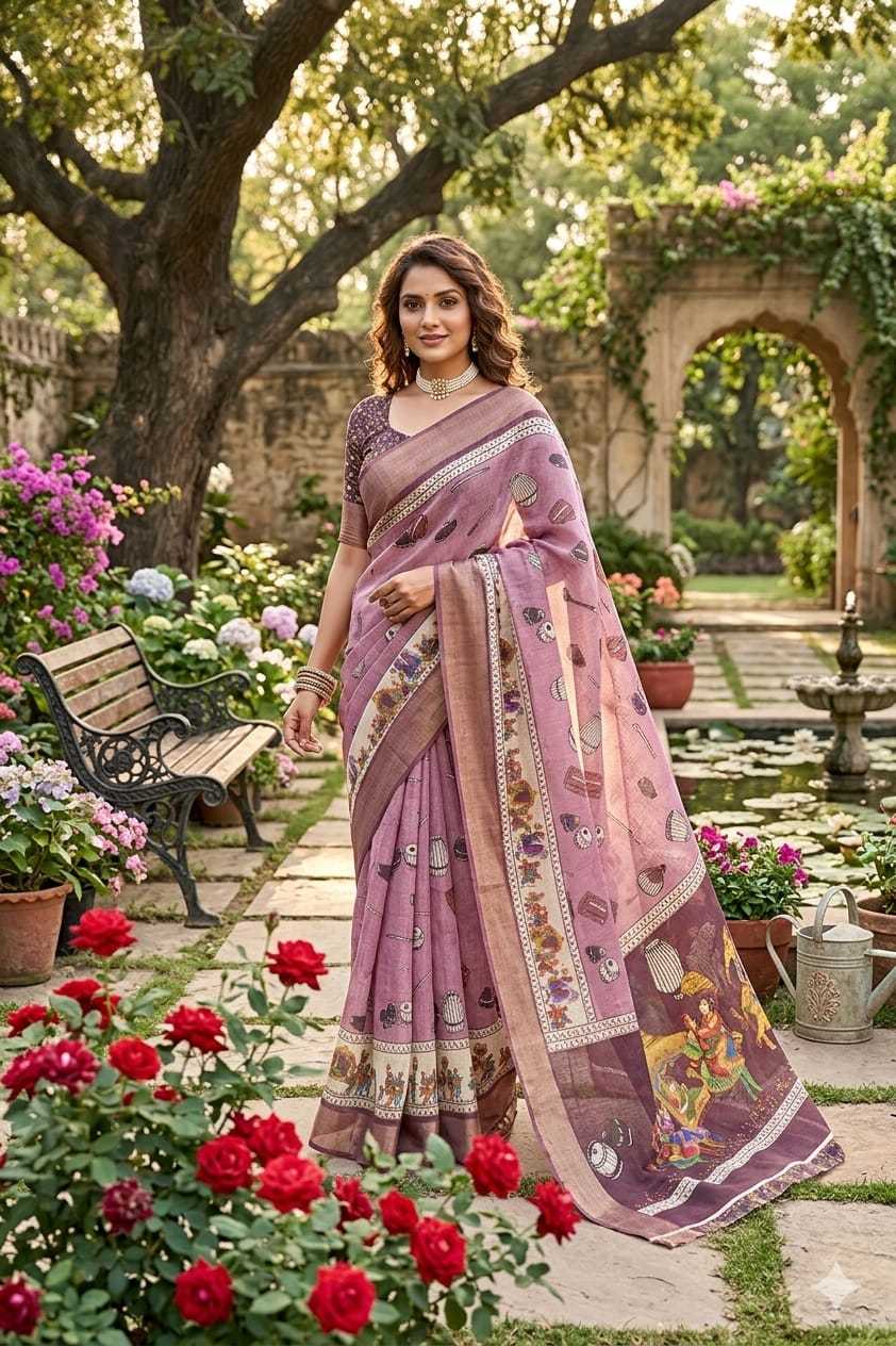 YNF Wholesale Linen Printed Sarees  | Surat Manufacturer