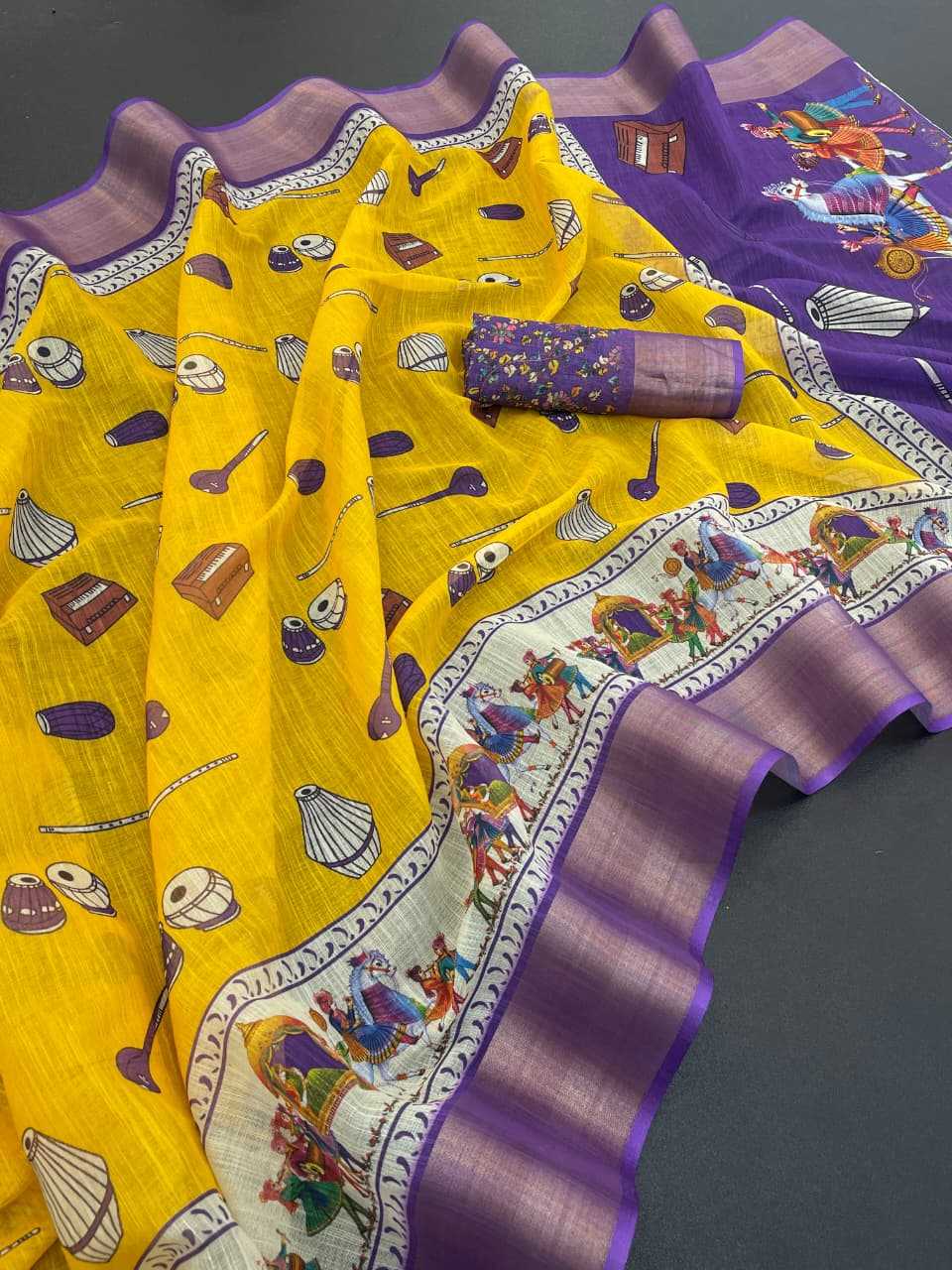 YNF Wholesale Linen Printed Sarees  | Surat Manufacturer