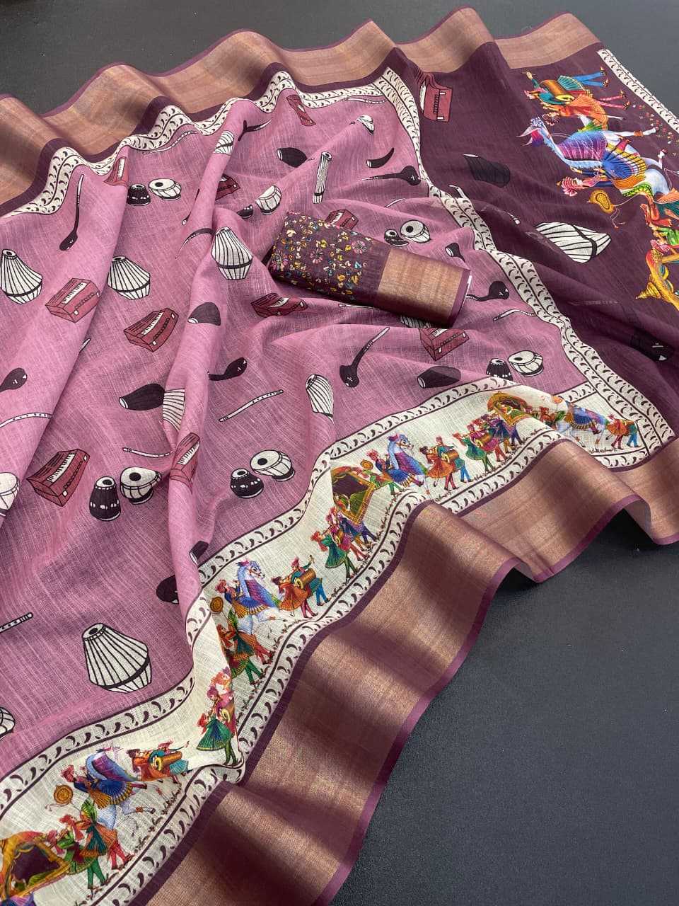 YNF Wholesale Linen Printed Sarees  | Surat Manufacturer