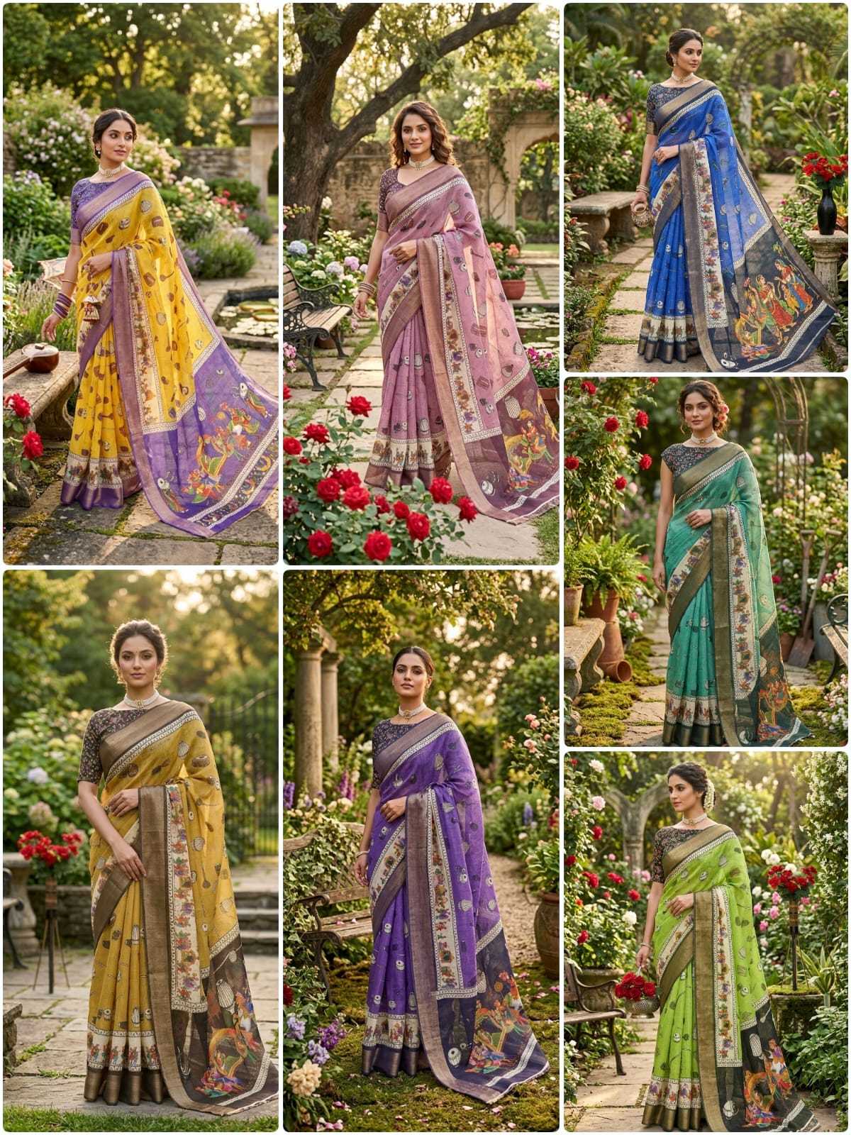 YNF Wholesale Linen Printed Sarees  | Surat Manufacturer