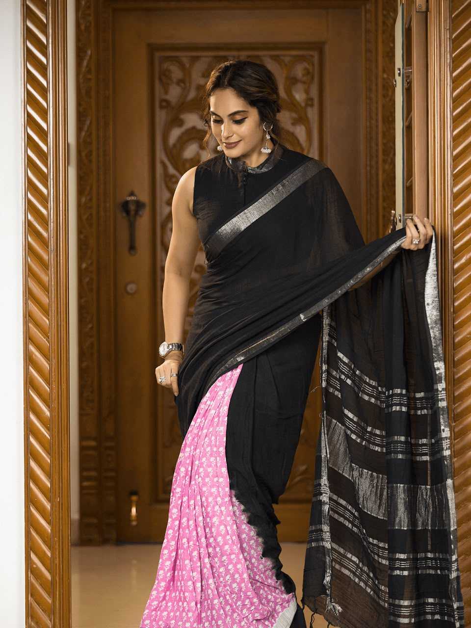 YNF Wholesale Linen Printed Sarees  | Surat Manufacturer