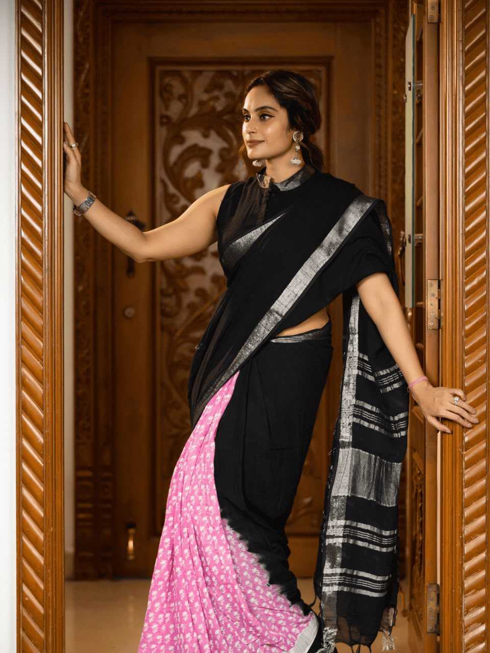 YNF Wholesale Linen Printed Sarees  | Surat Manufacturer