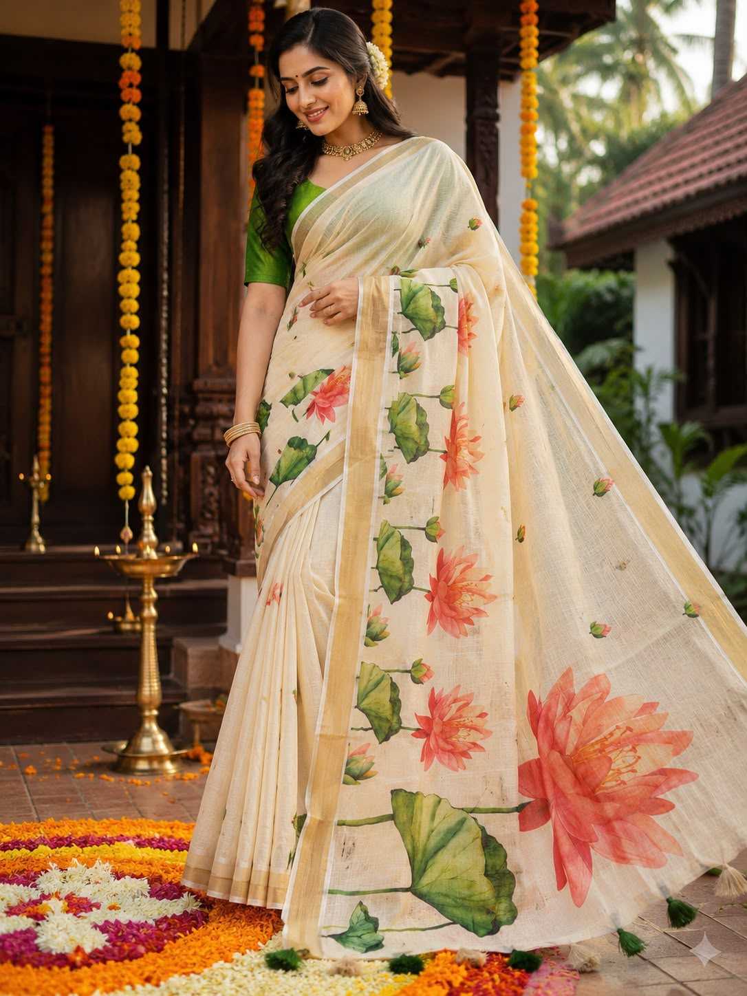YNF Wholesale Linen Printed Sarees KESH690 340 | Surat Manufacturer