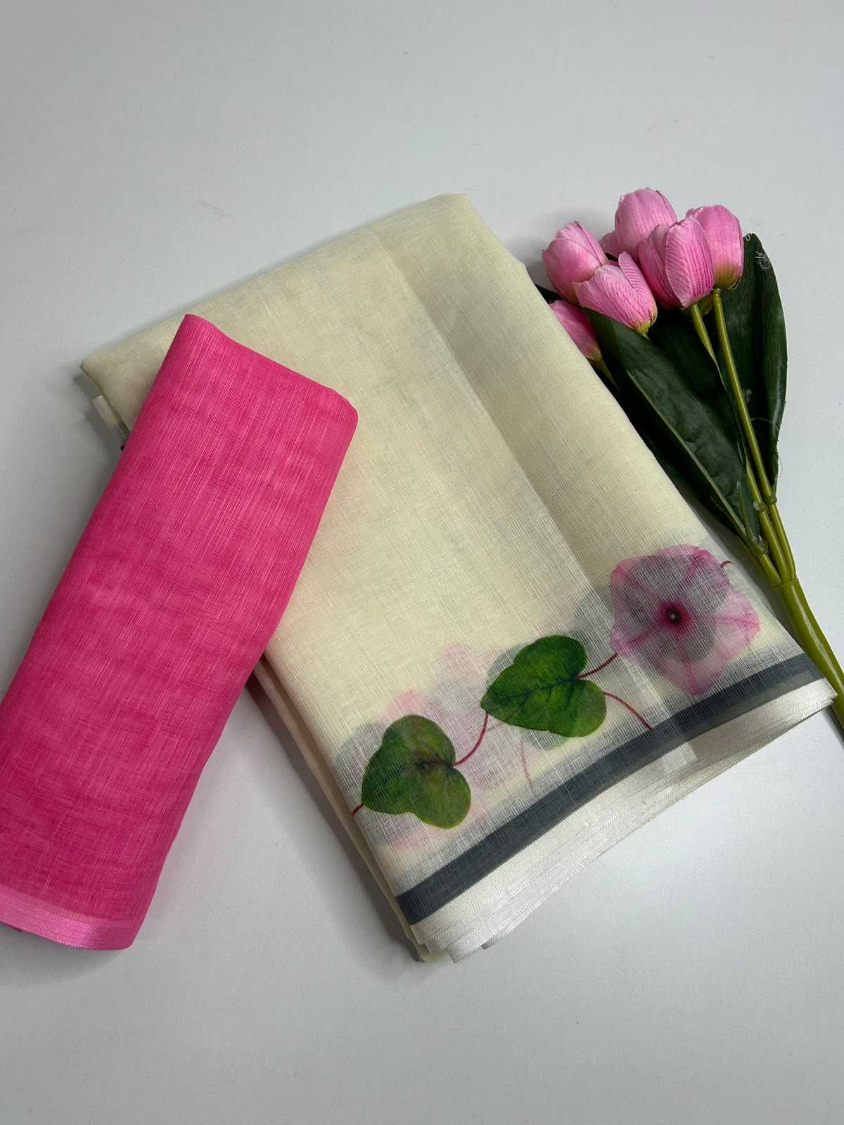 YNF Wholesale Linen Printed Sarees  | Surat Manufacturer