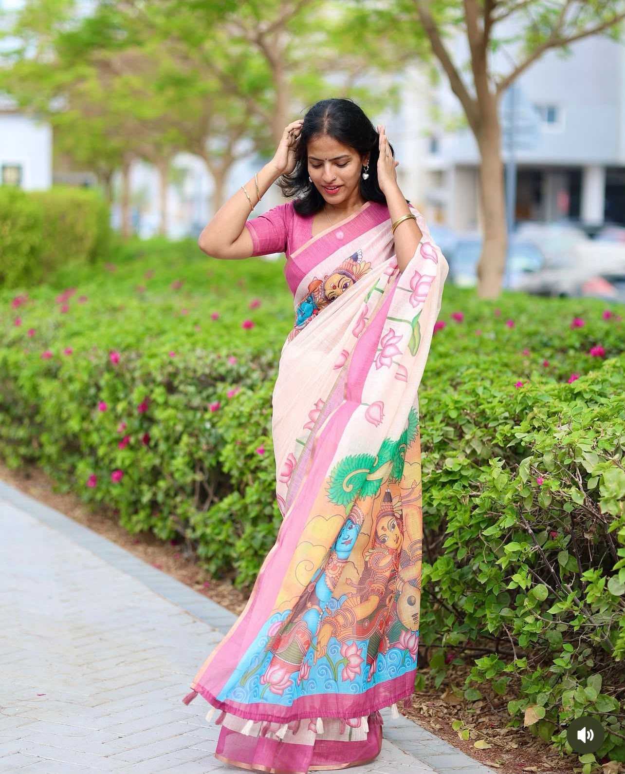 YNF Wholesale Linen Printed Sarees  | Surat Manufacturer