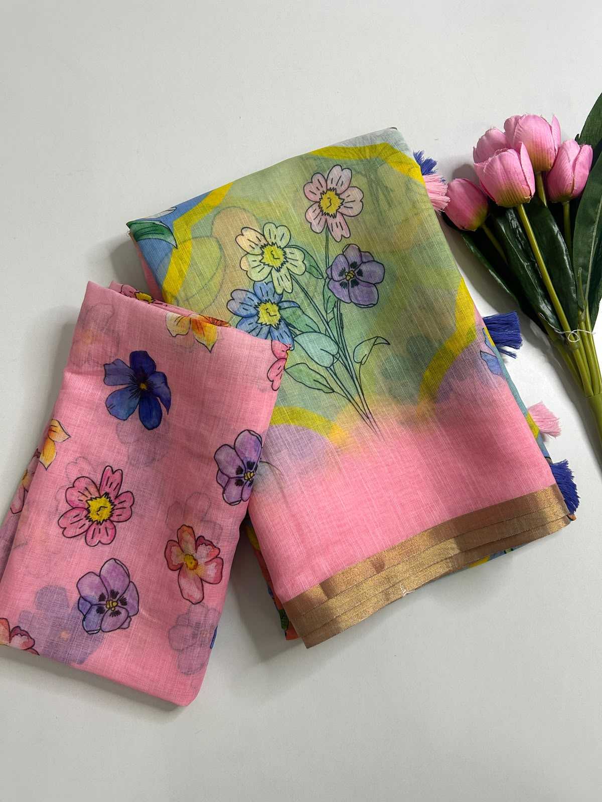 YNF Wholesale Linen Printed Sarees  | Surat Manufacturer