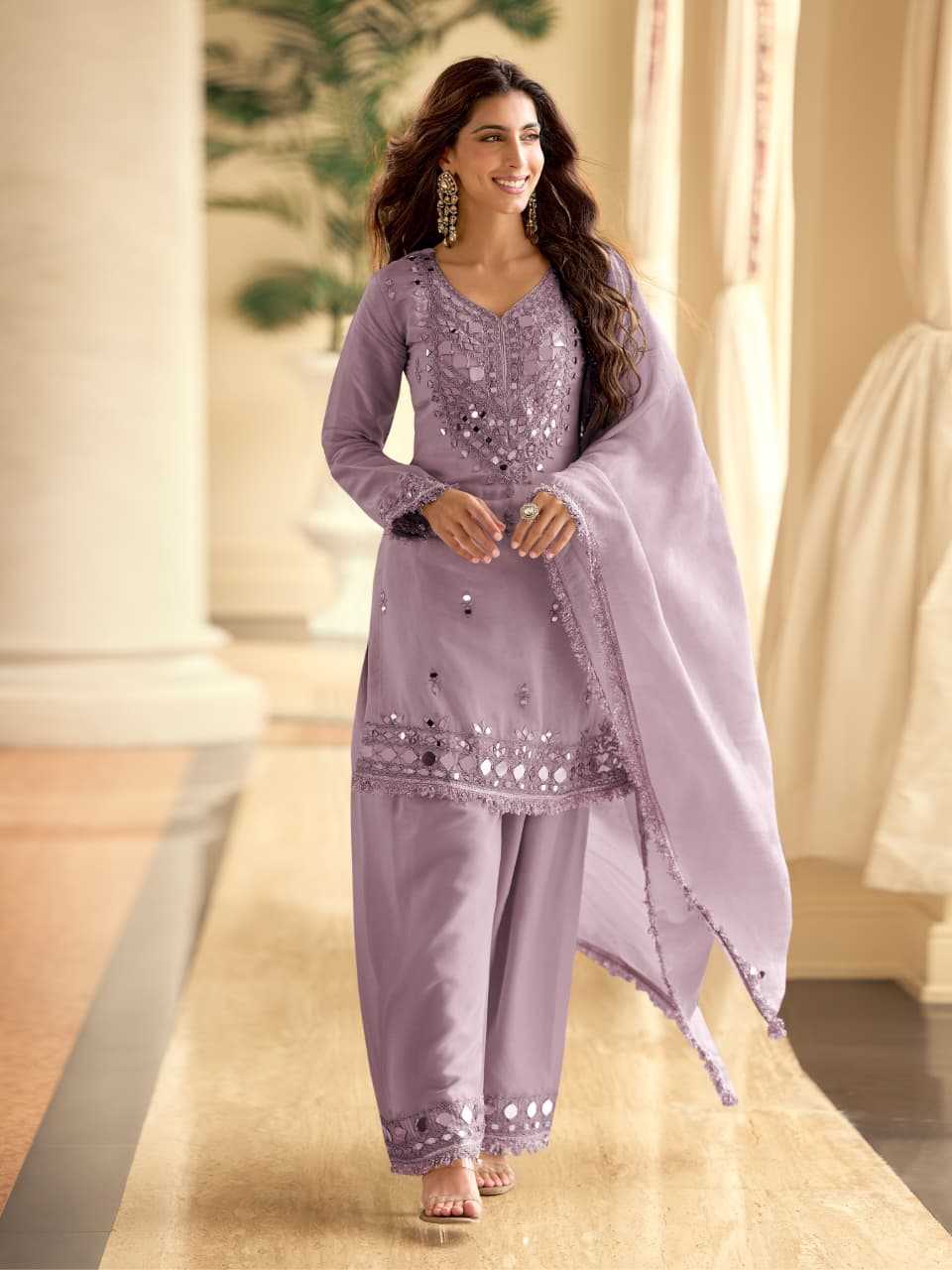 YNF Wholesale Shimmer Silk Palazzo Suit  | Surat Manufacturer