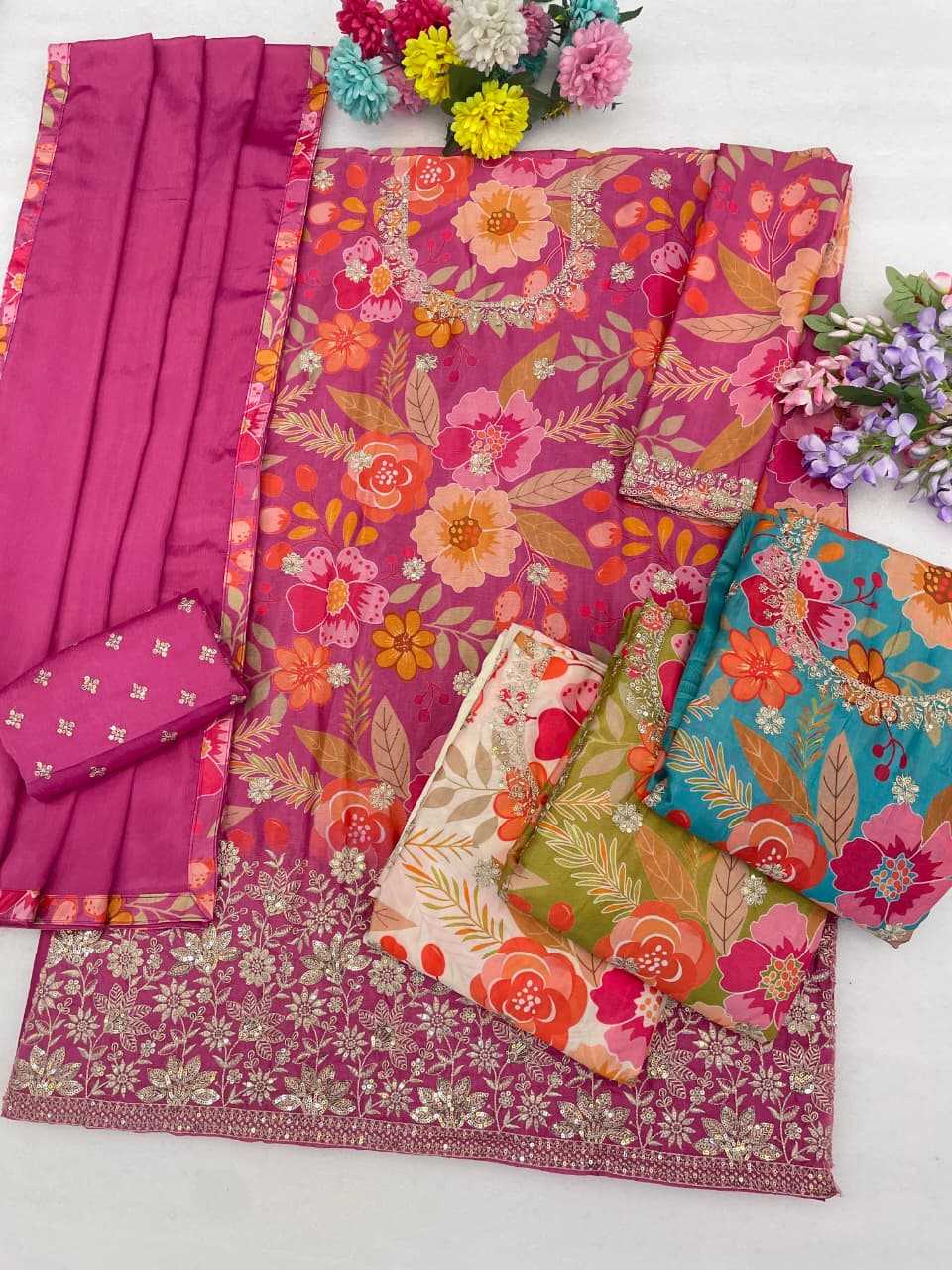 YNF Wholesale Chinon Printed Suits  | Surat Manufacturer