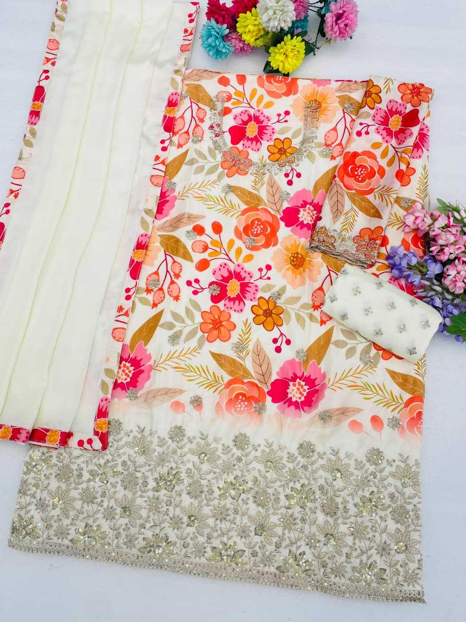 YNF Wholesale Chinon Printed Suits  | Surat Manufacturer
