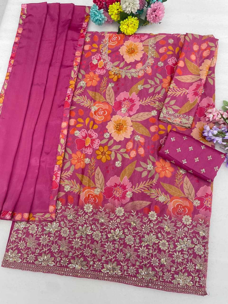 YNF Wholesale Chinon Printed Suits  | Surat Manufacturer