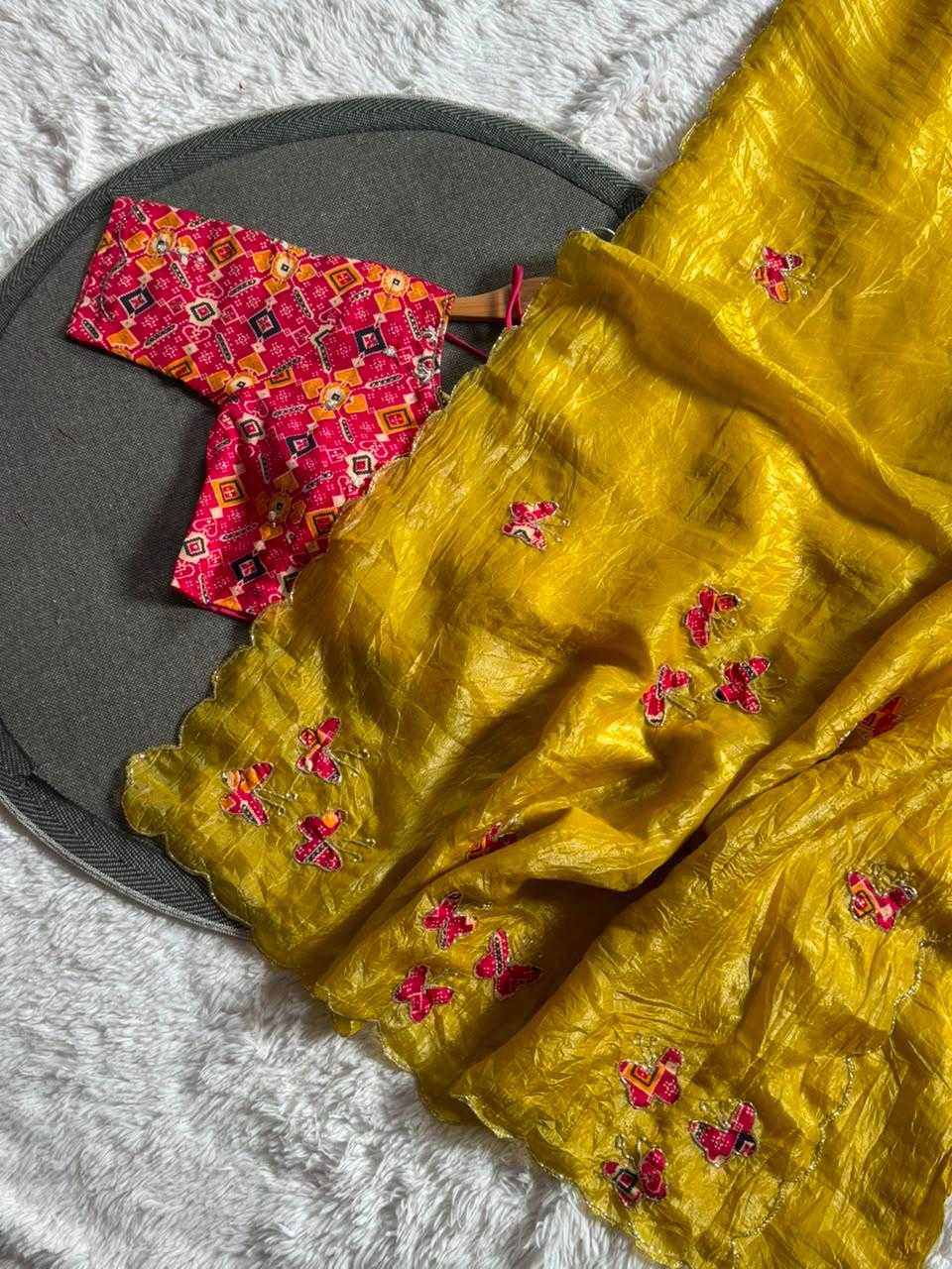 YNF Wholesale Soft Gold Crush Hand Work Sarees  | Surat Manufacturer