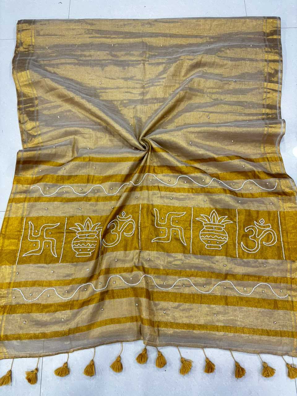 YNF Wholesale Tussar Silk Cutwork Saree  | Surat Manufacturer