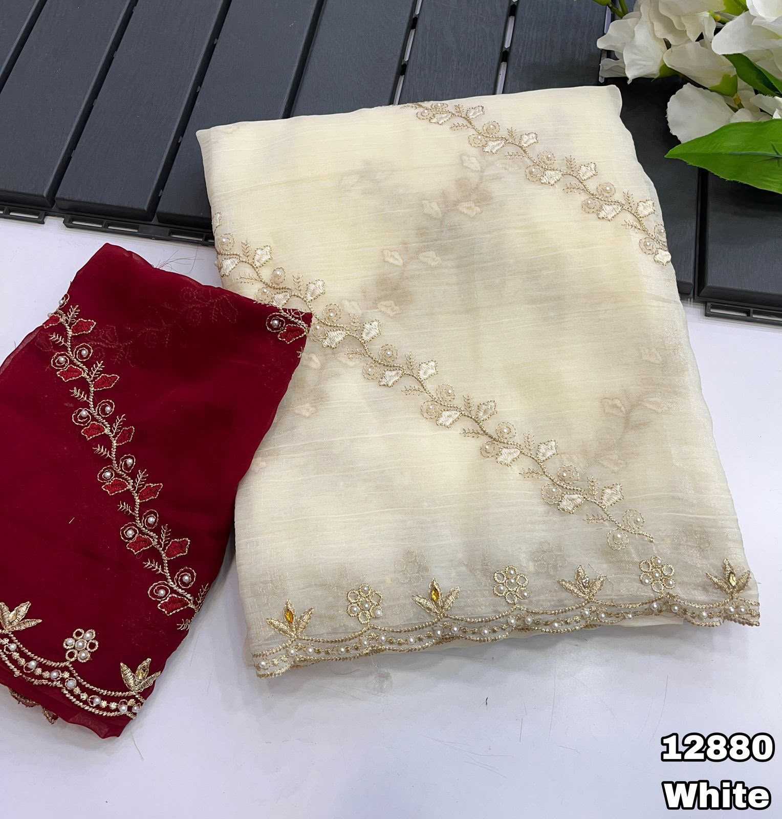 YNF Wholesale Chinon Embroidered Sarees  | Surat Manufacturer
