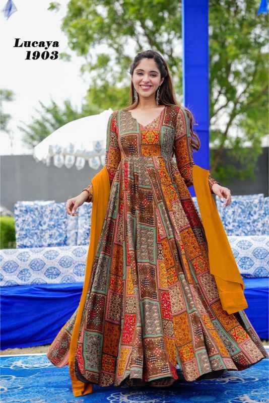 YNF Wholesale Heavy Rayon Printed Gowns KESH744 19 | Surat Manufacturer