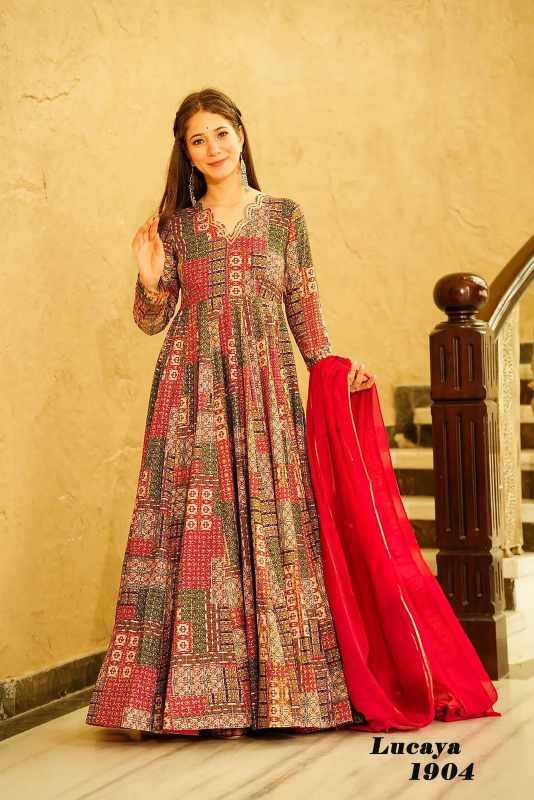 YNF Wholesale Heavy Rayon Printed Gowns KESH744 19 | Surat Manufacturer