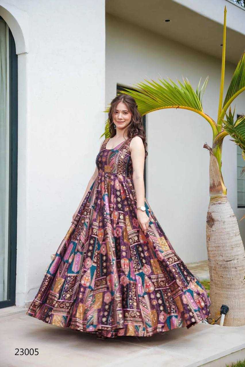 YNF Wholesale Heavy Silk Printed Gowns KESH744 23 | Surat Manufacturer