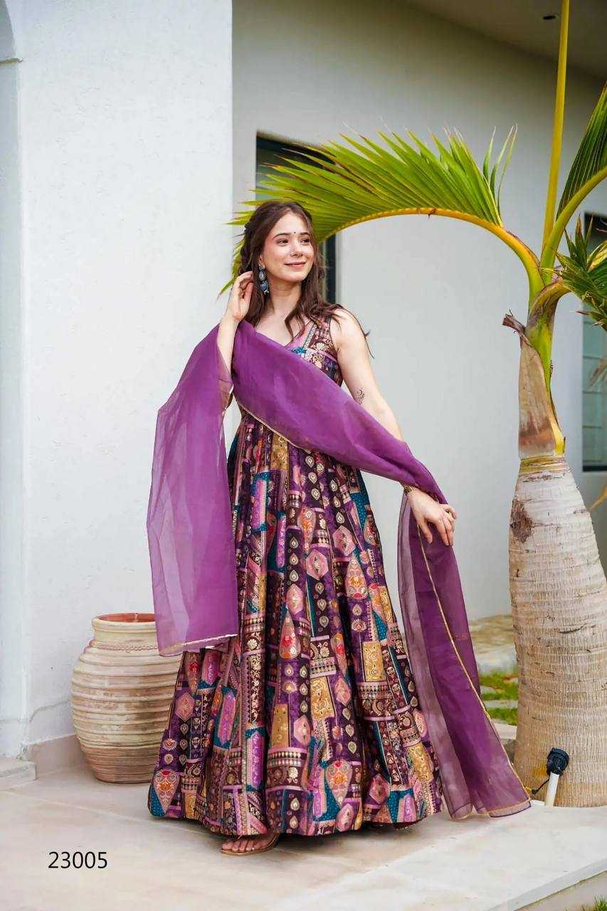 YNF Wholesale Heavy Silk Printed Gowns KESH744 23 | Surat Manufacturer