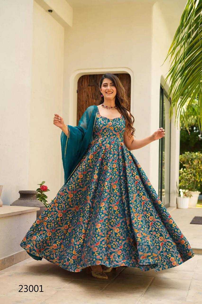 YNF Wholesale Heavy Silk Printed Gowns KESH744 23 | Surat Manufacturer
