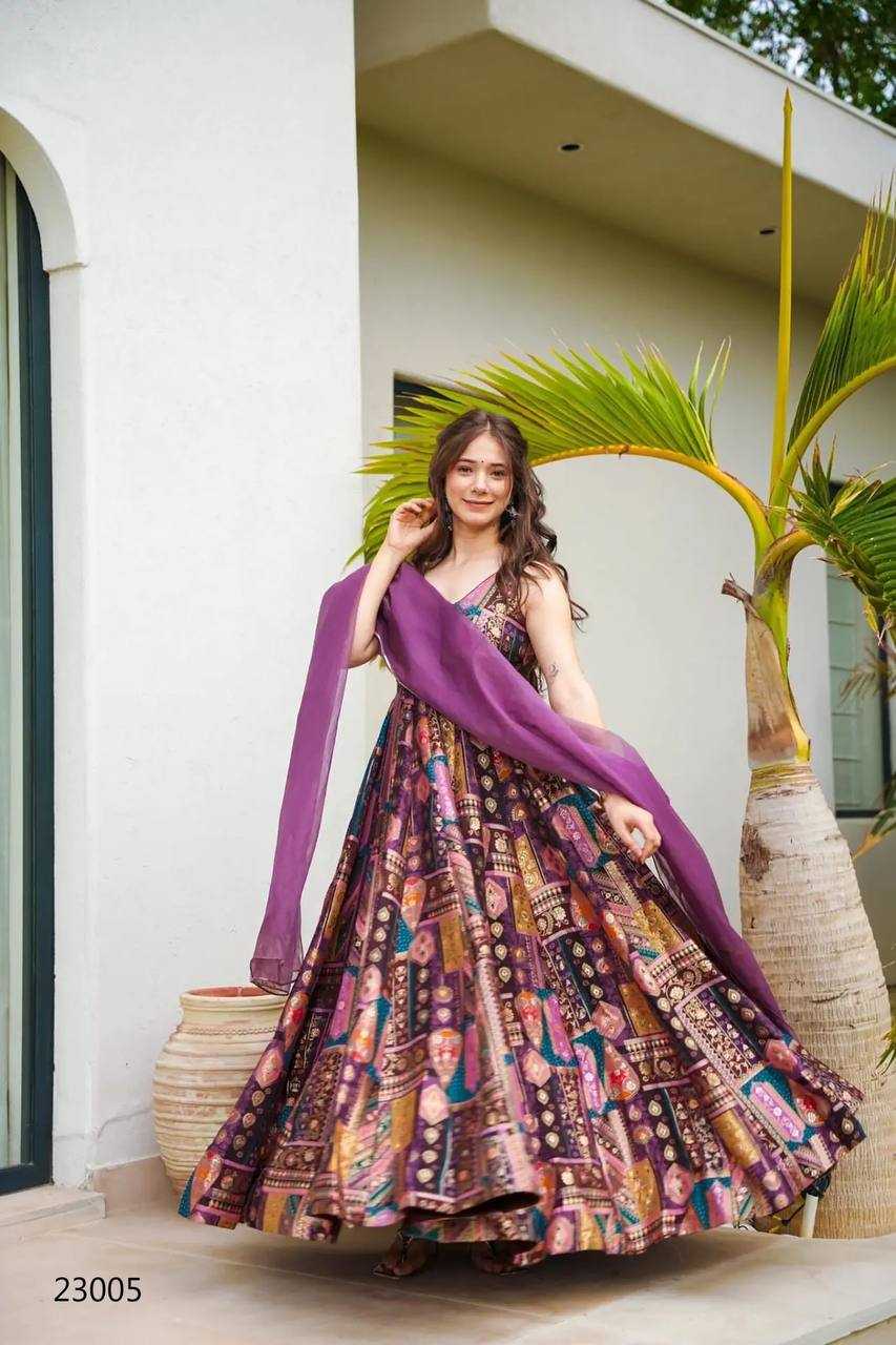 YNF Wholesale Heavy Silk Printed Gowns KESH744 23 | Surat Manufacturer