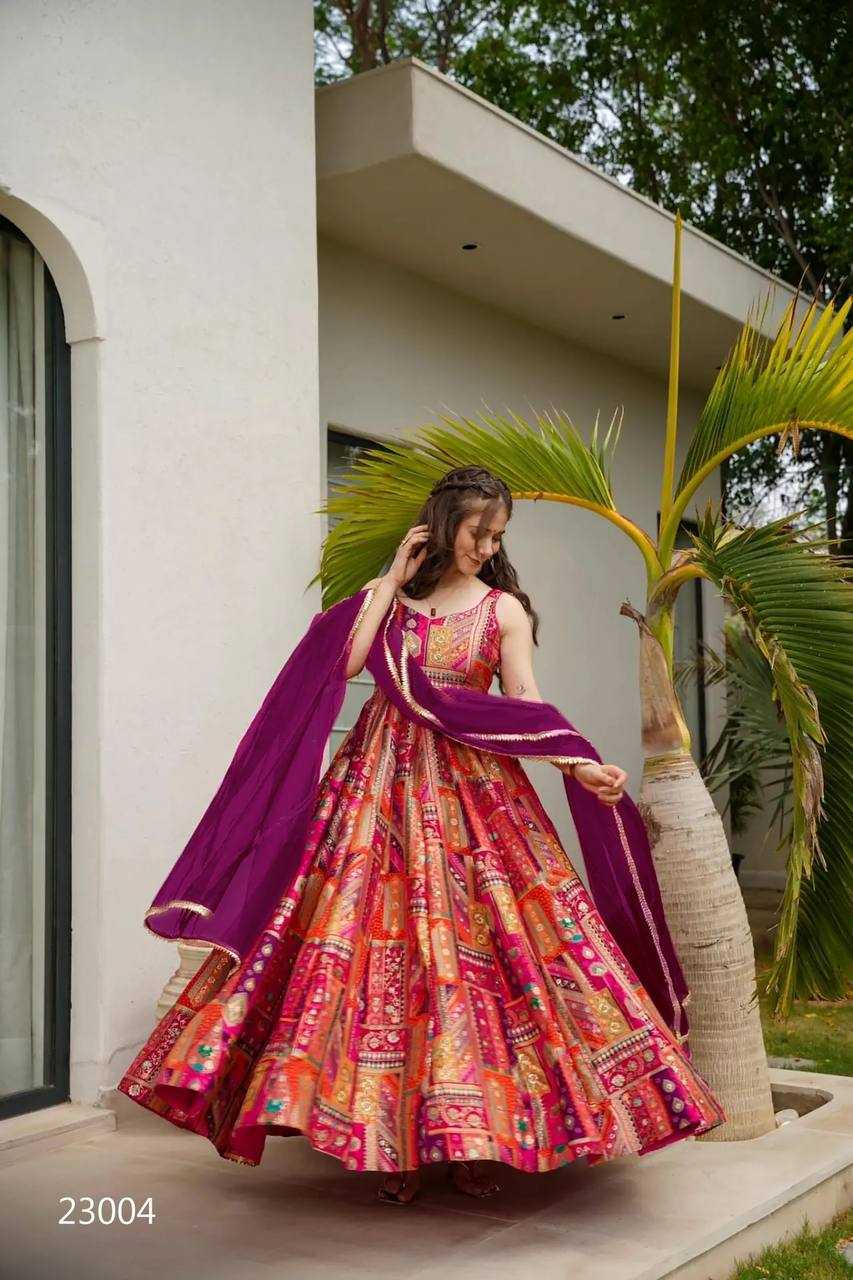 YNF Wholesale Heavy Silk Printed Gowns KESH744 23 | Surat Manufacturer
