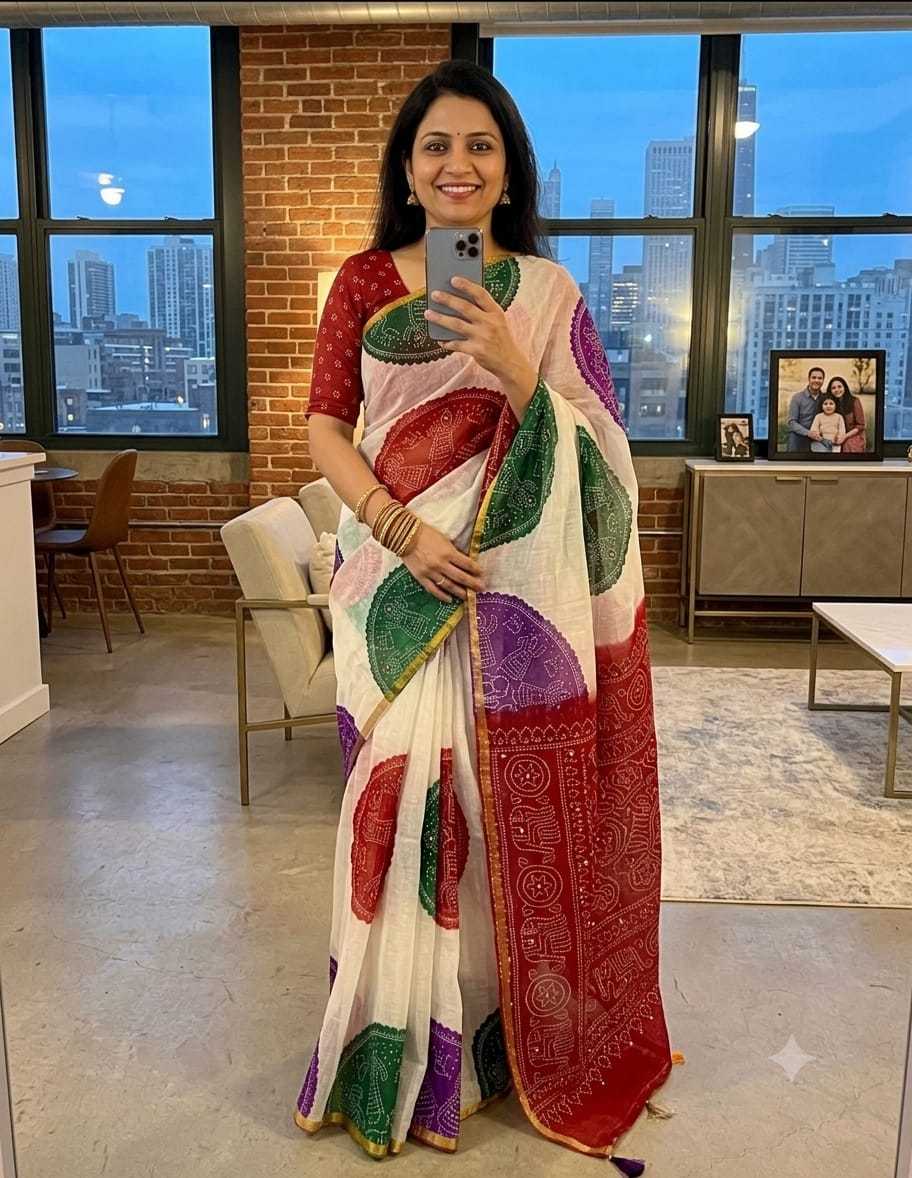 YNF Wholesale Linen Mirror Work Saree  | Surat Manufacturer