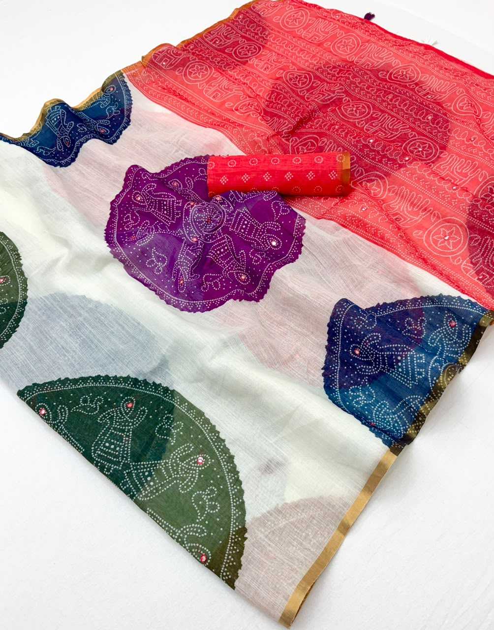 YNF Wholesale Linen Mirror Work Saree  | Surat Manufacturer