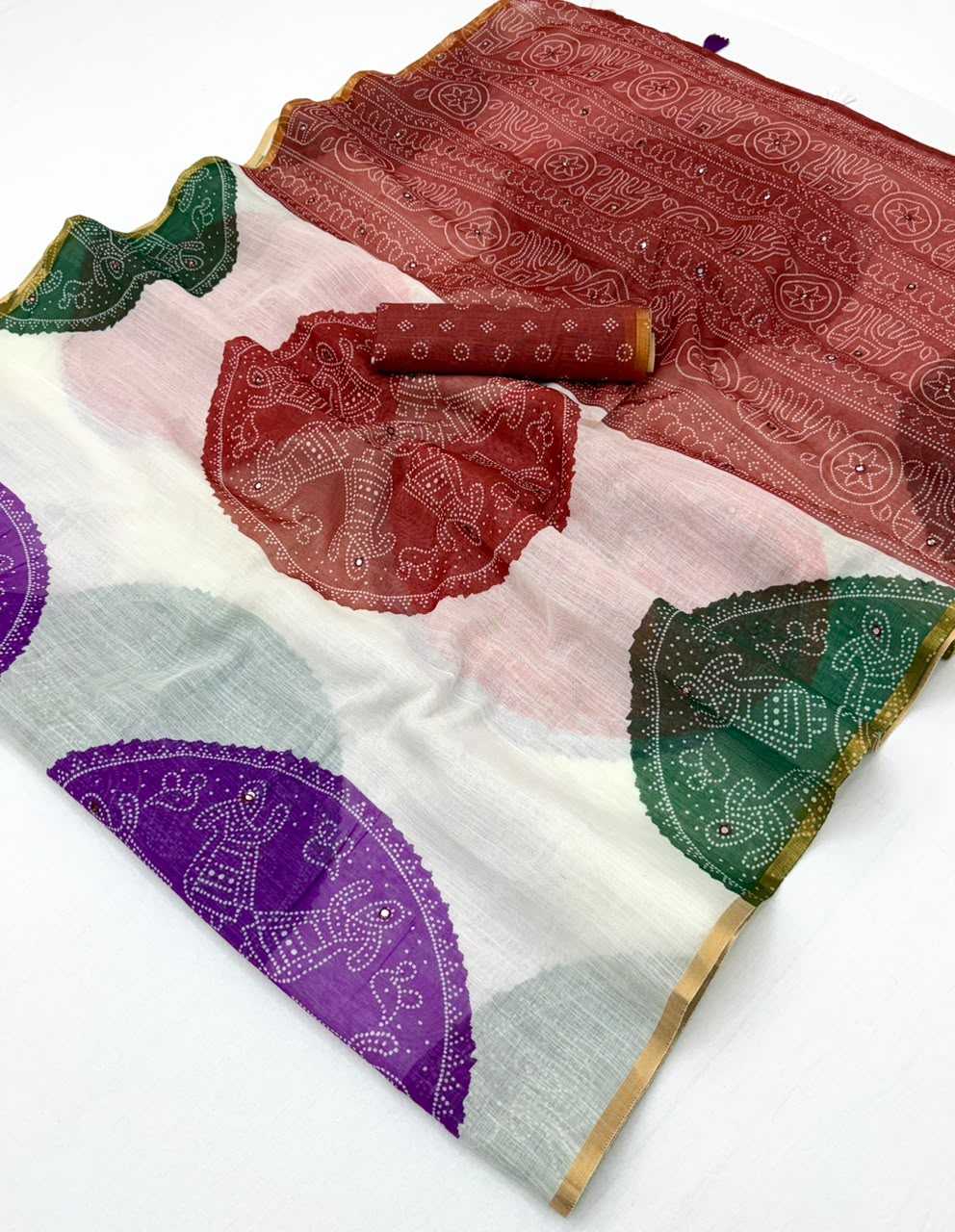 YNF Wholesale Linen Mirror Work Saree  | Surat Manufacturer